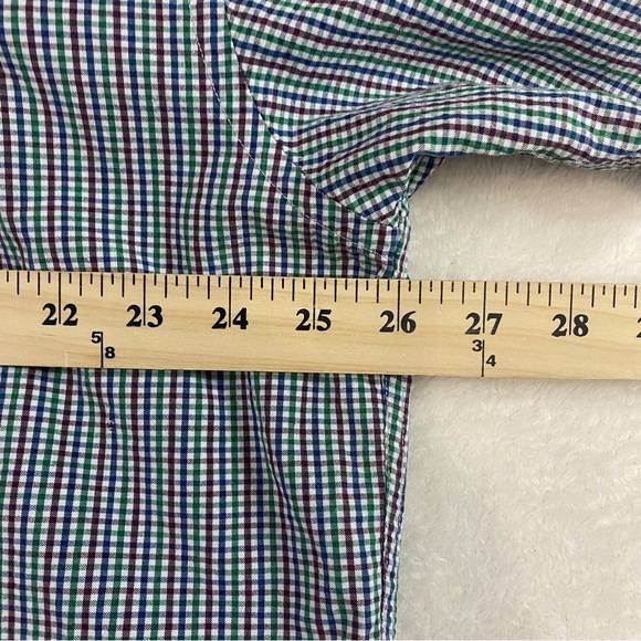 Pendleton Short Sleeve Button Shirt XL Mini Check Red Blue Green Cotton Nylon - Picture 8 of 10